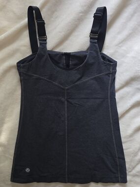Lululemon Pilates Princess Charcoal Grey Adjustable Strap Tank Yoga Top XS